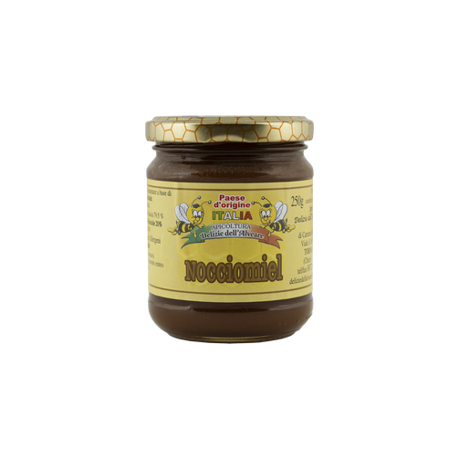 nocciomiel, miele italiano, miele biologico, miele con nocciole, apicoltura delizie dell'alveare